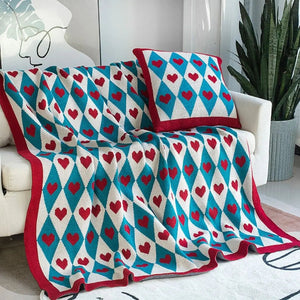 Clara Heart Geometric Knit Throw Blanket