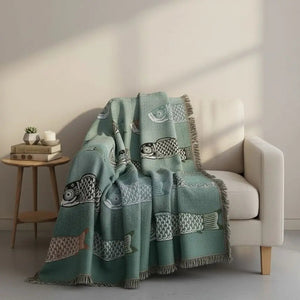 Koi Stream Woven Cotton Throw Blanket