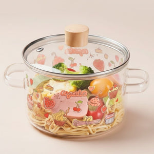 Lena Cupcake Glass Soup Pot with Tempered Lid