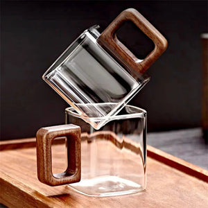 Squaro Wood Handle Glass Mug