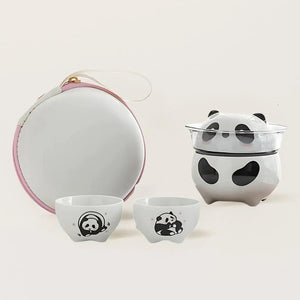 Panda Ceramic Travel Tea Set with Cups
