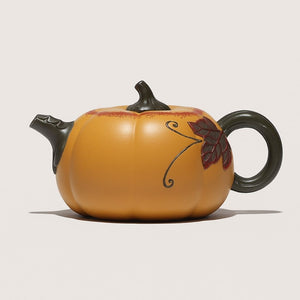 Pumpkin Hand-Carved Clay Teapot