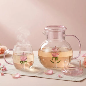 Rose Blossom Glass Teapot
