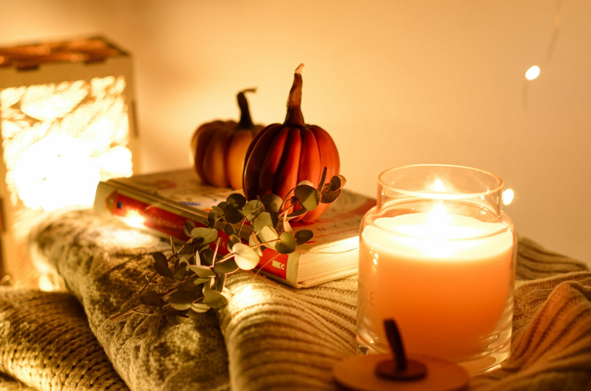 Autumn pumpkins and candlelight