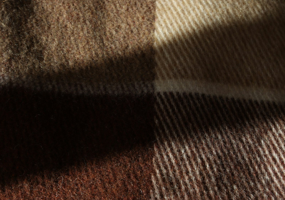 Close-up of a checked wool blanket