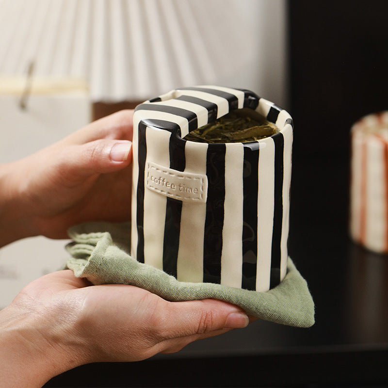 Retro Striped Ceramic Mug