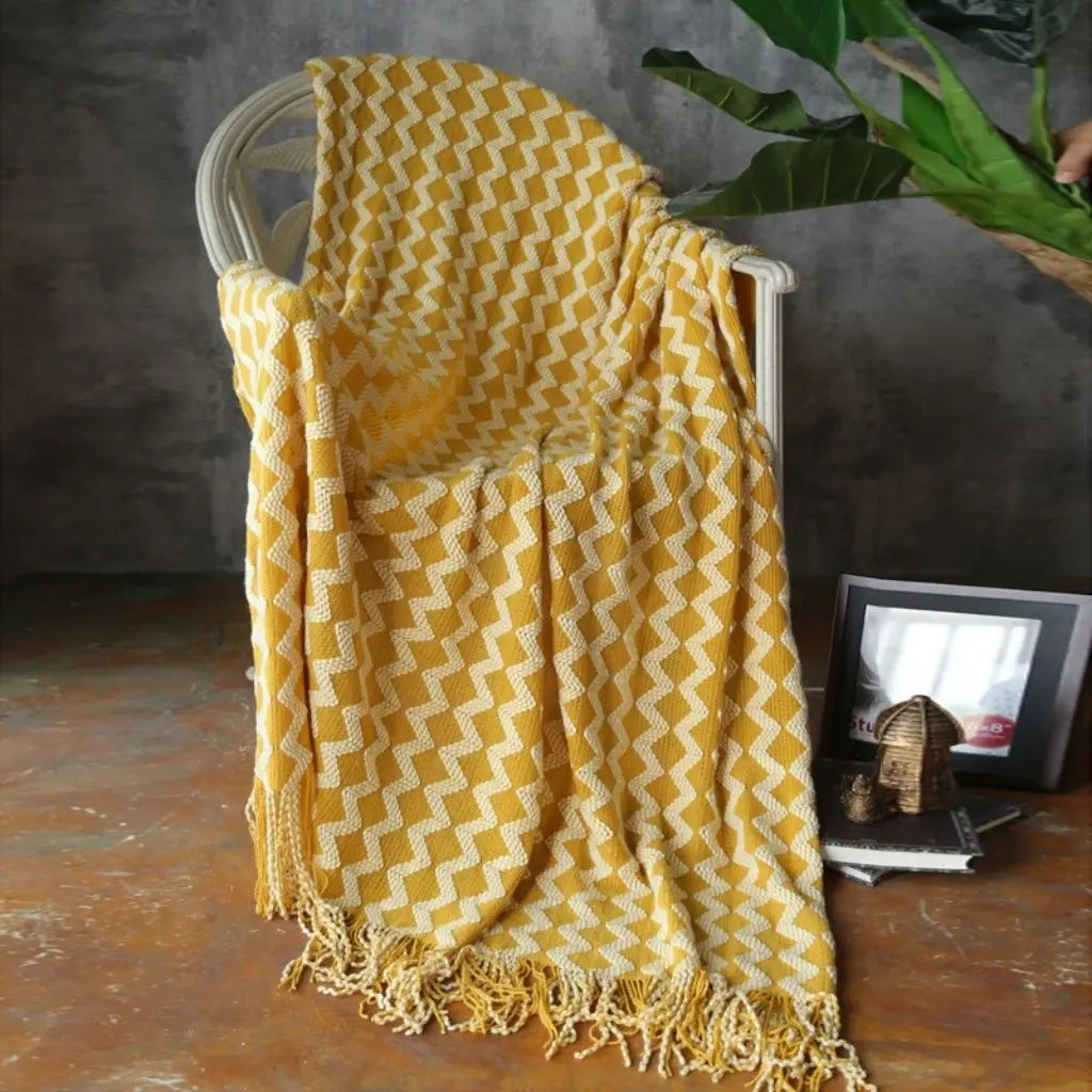 Clara Geometric Chenille Knit Blanket