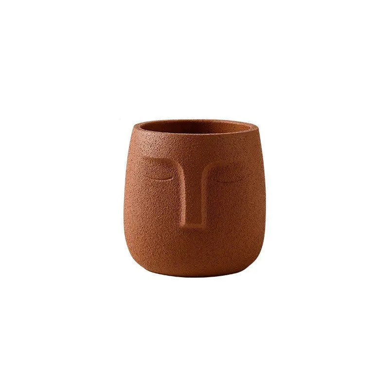 Amra Sculpted Face Plant Pot