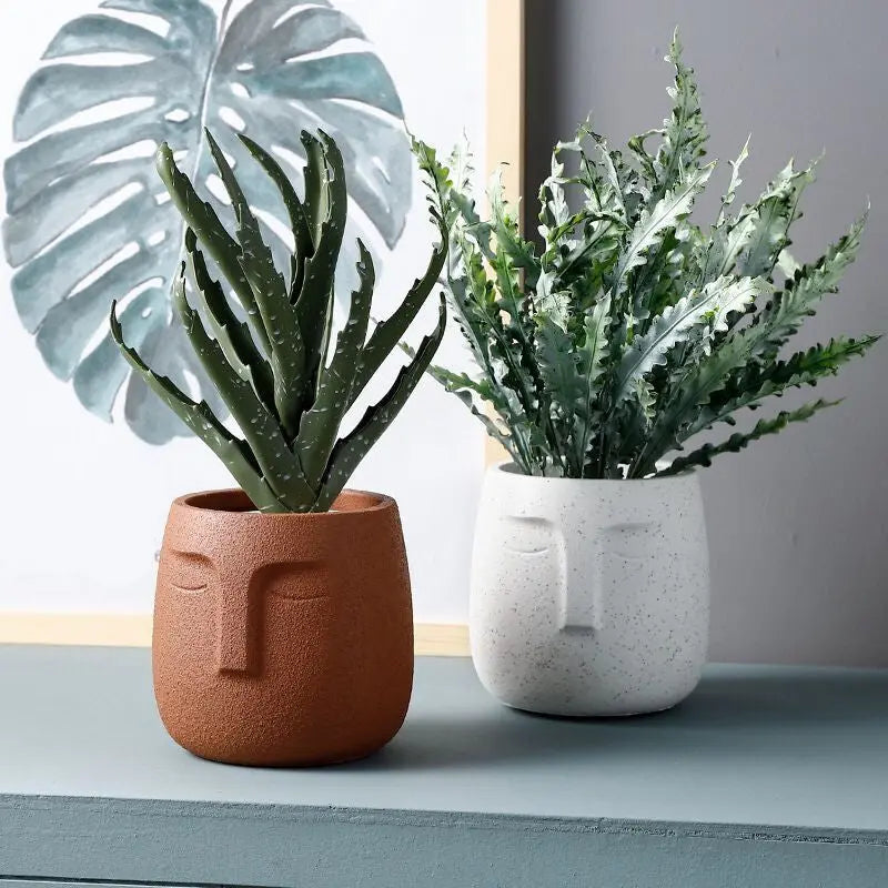 Amra Sculpted Face Plant Pot