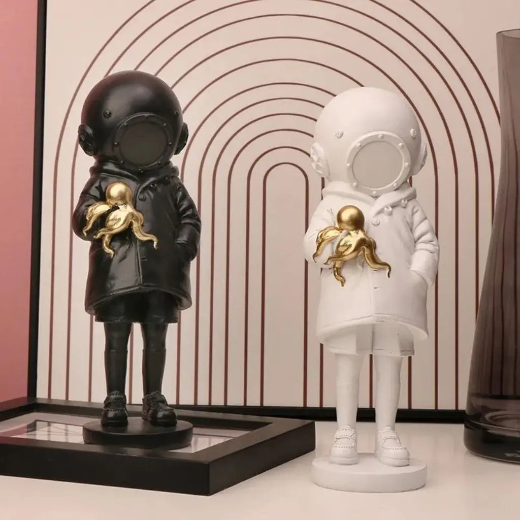 Astronaut Diver Statue With Octopus