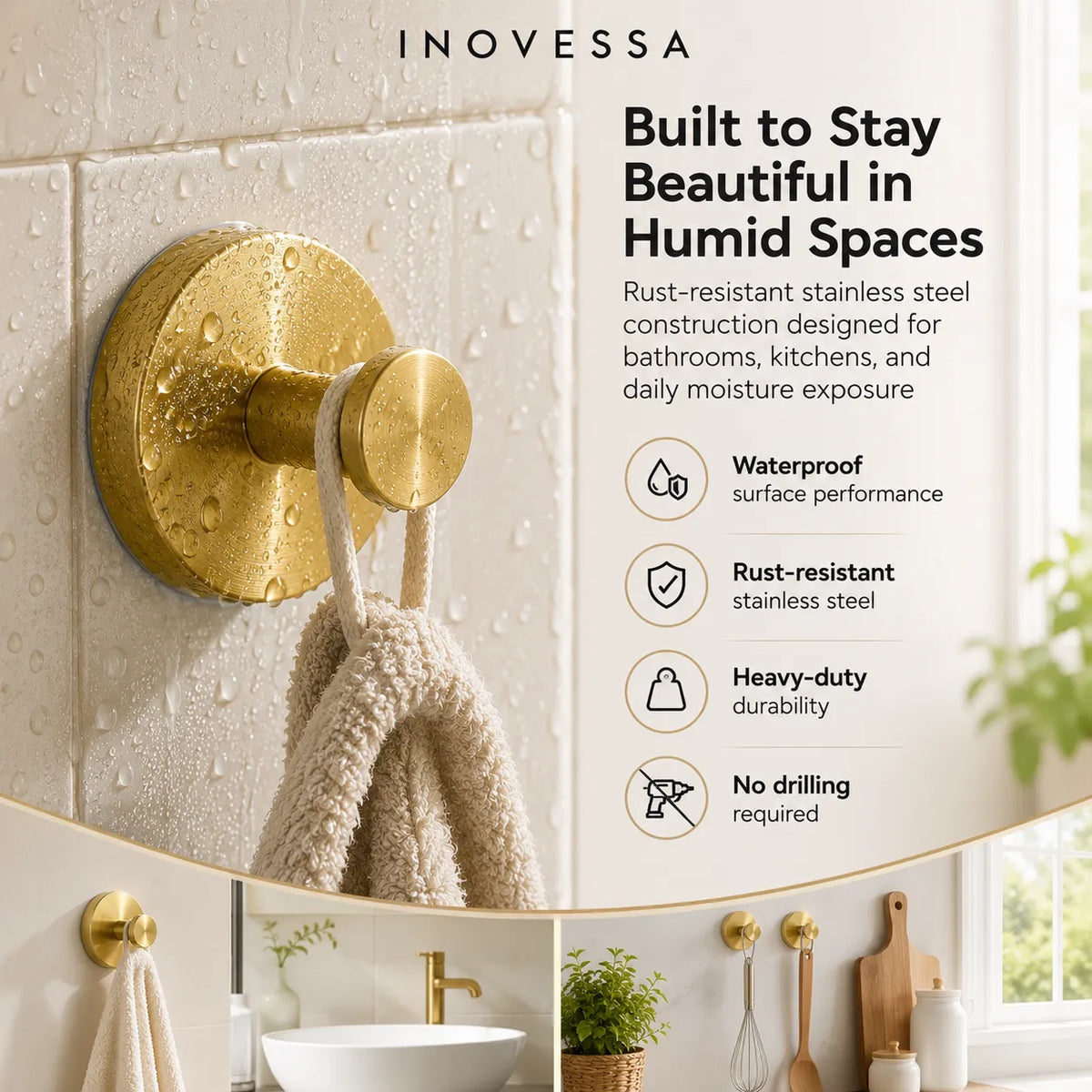 Aura Stainless Steel Suction Hooks