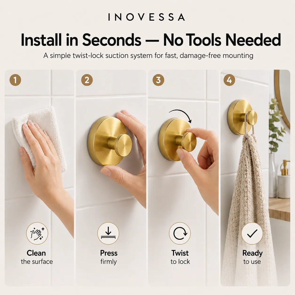 Aura Stainless Steel Suction Hooks