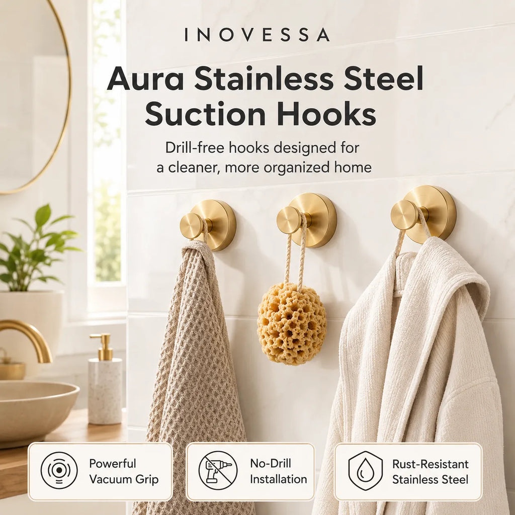 Aura Stainless Steel Suction Hooks