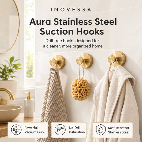 Aura Stainless Steel Suction Hooks