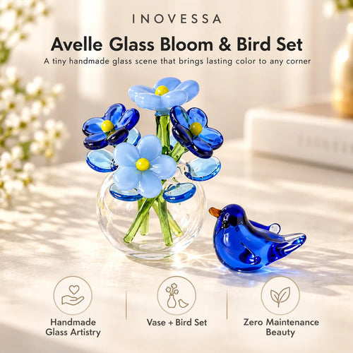 Avelle Glass Bloom & Bird Set