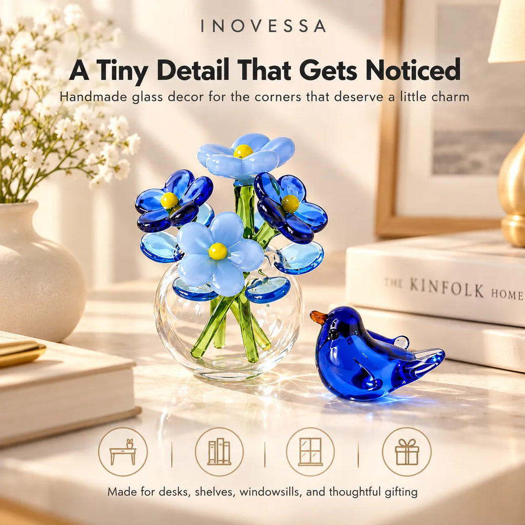 Avelle Glass Bloom & Bird Set