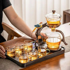 Avian Parrot Handcrafted Glass Tea Set with Tray