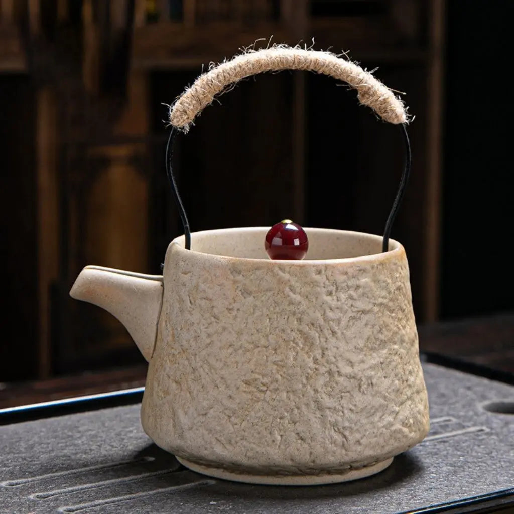 Ikenaga Handcrafted Coarse Pottery Beam Teapot