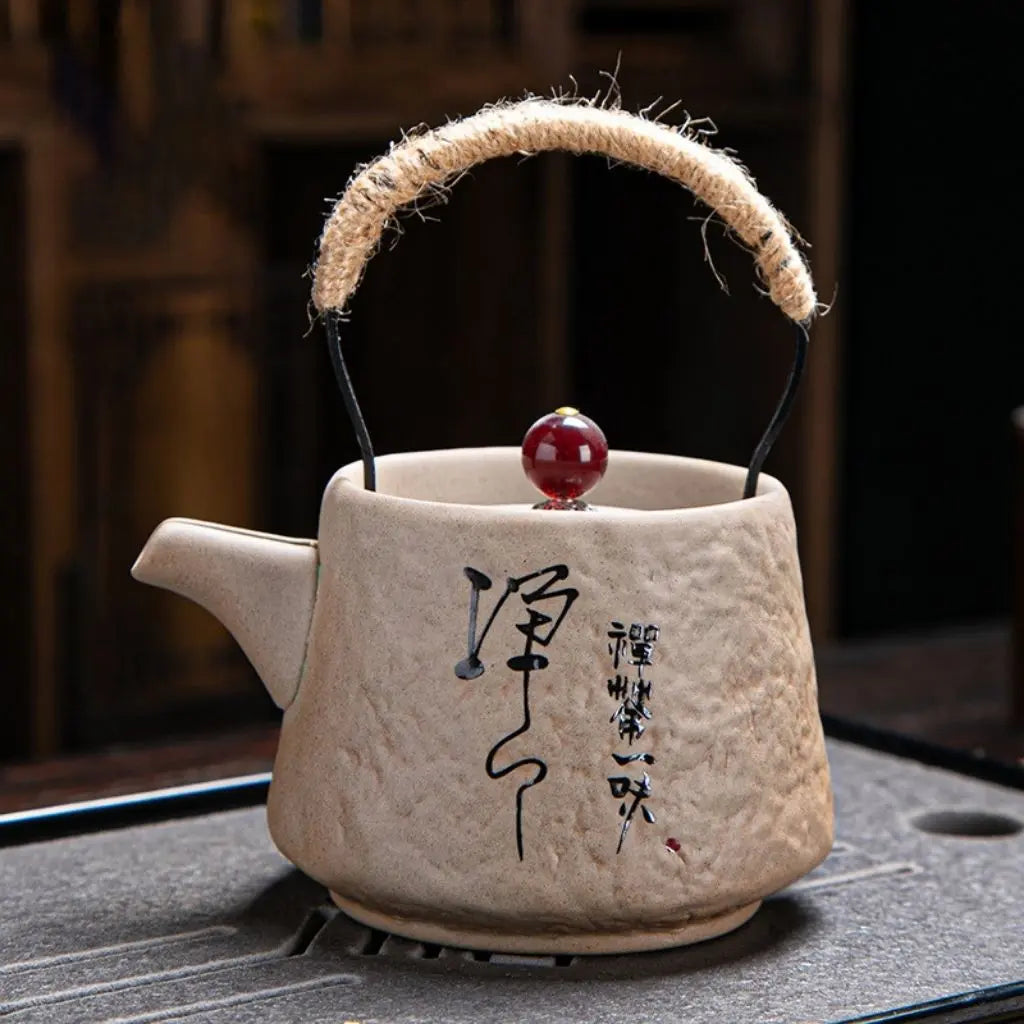 Ikenaga Handcrafted Coarse Pottery Beam Teapot