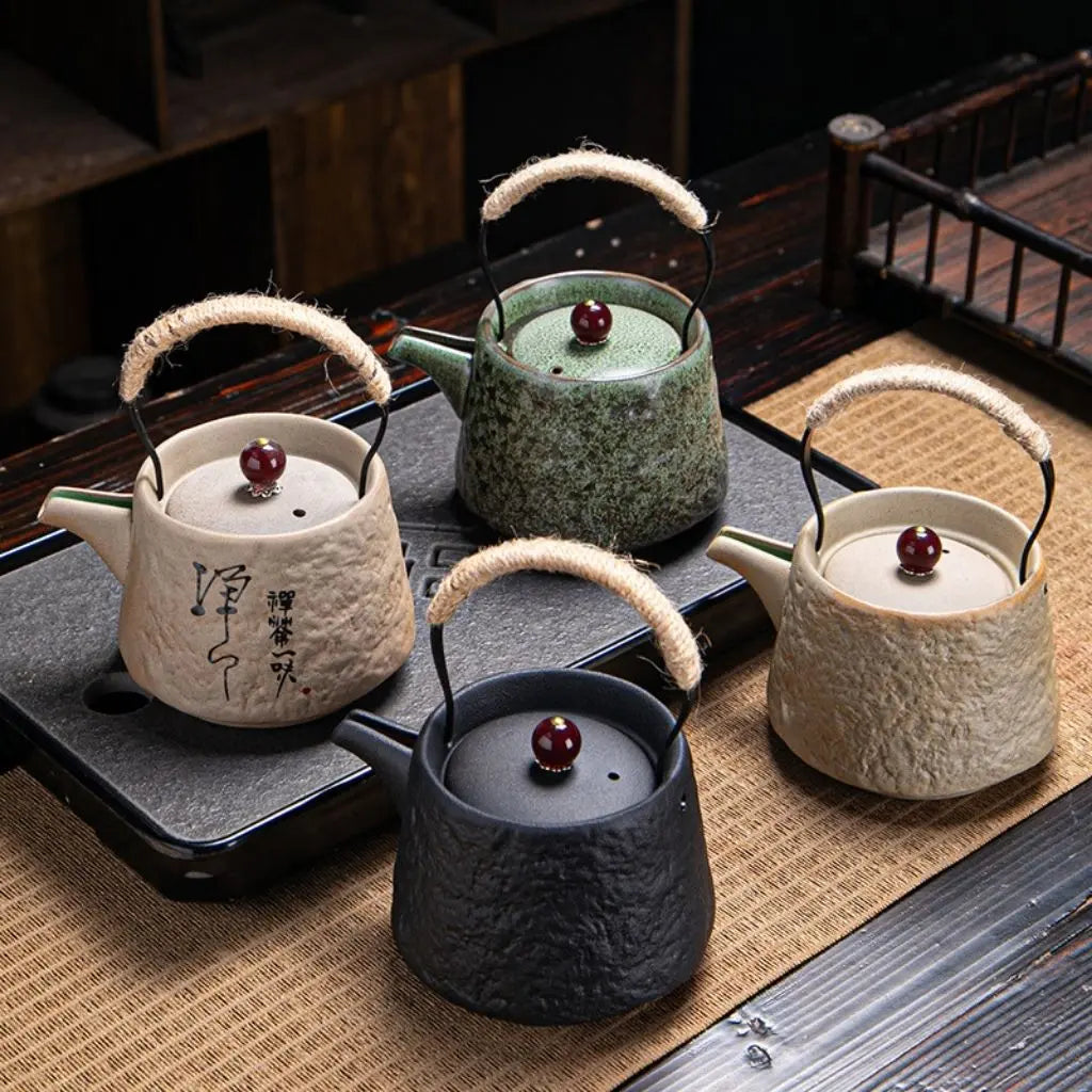 Ikenaga Handcrafted Coarse Pottery Beam Teapot