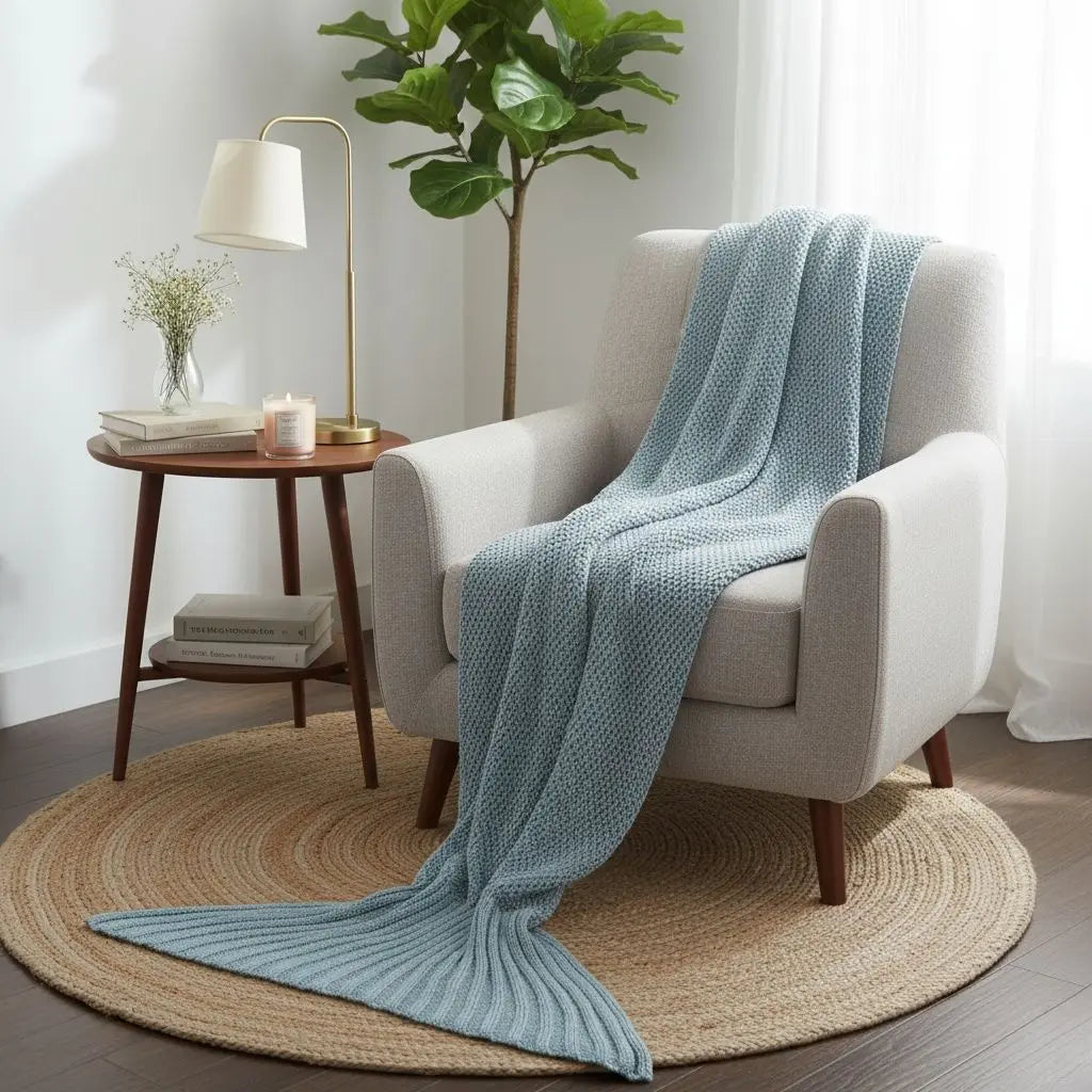 Isla Mermaid Tail Knit Blanket