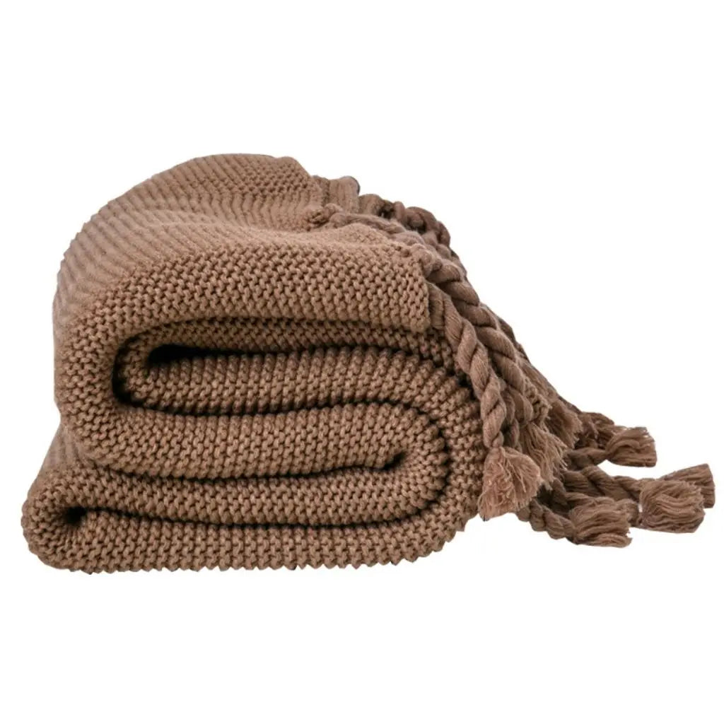 Chloe Twist Tassel Cotton Knit Blanket
