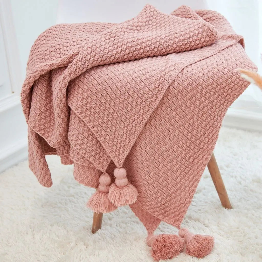 Elise Pineapple Tassel Knit Blanket