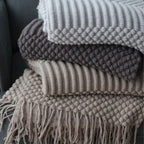 Lena Textured Fringe Throw Blanket