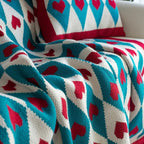 Clara Heart Geometric Knit Throw Blanket