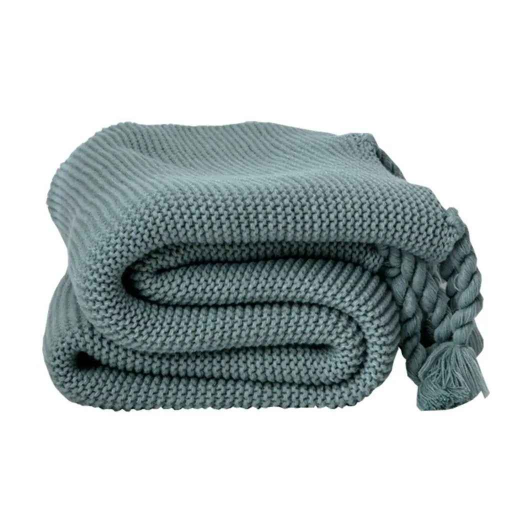 Chloe Twist Tassel Cotton Knit Blanket