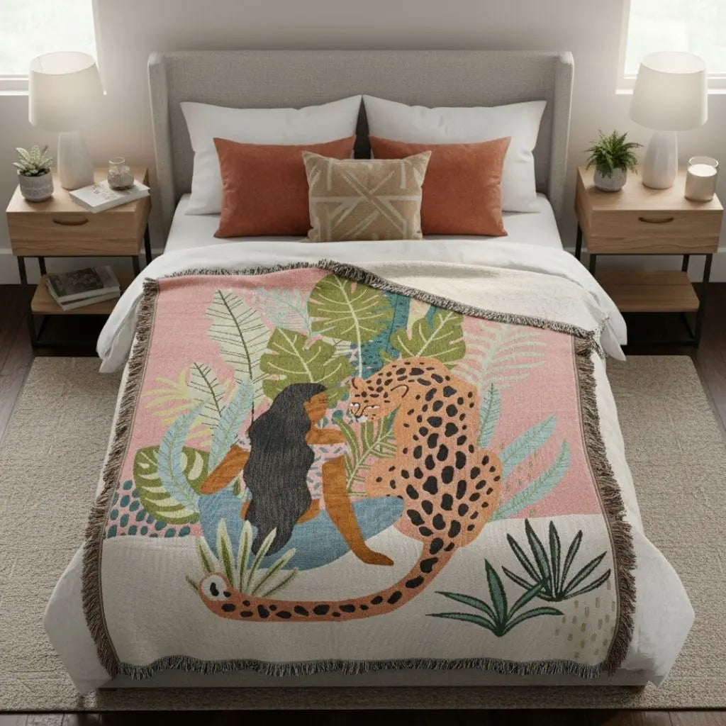 Adolphe Millot Woven Boho Throw Blanket