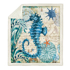 Luca Ocean Print Coral Fleece Blanket