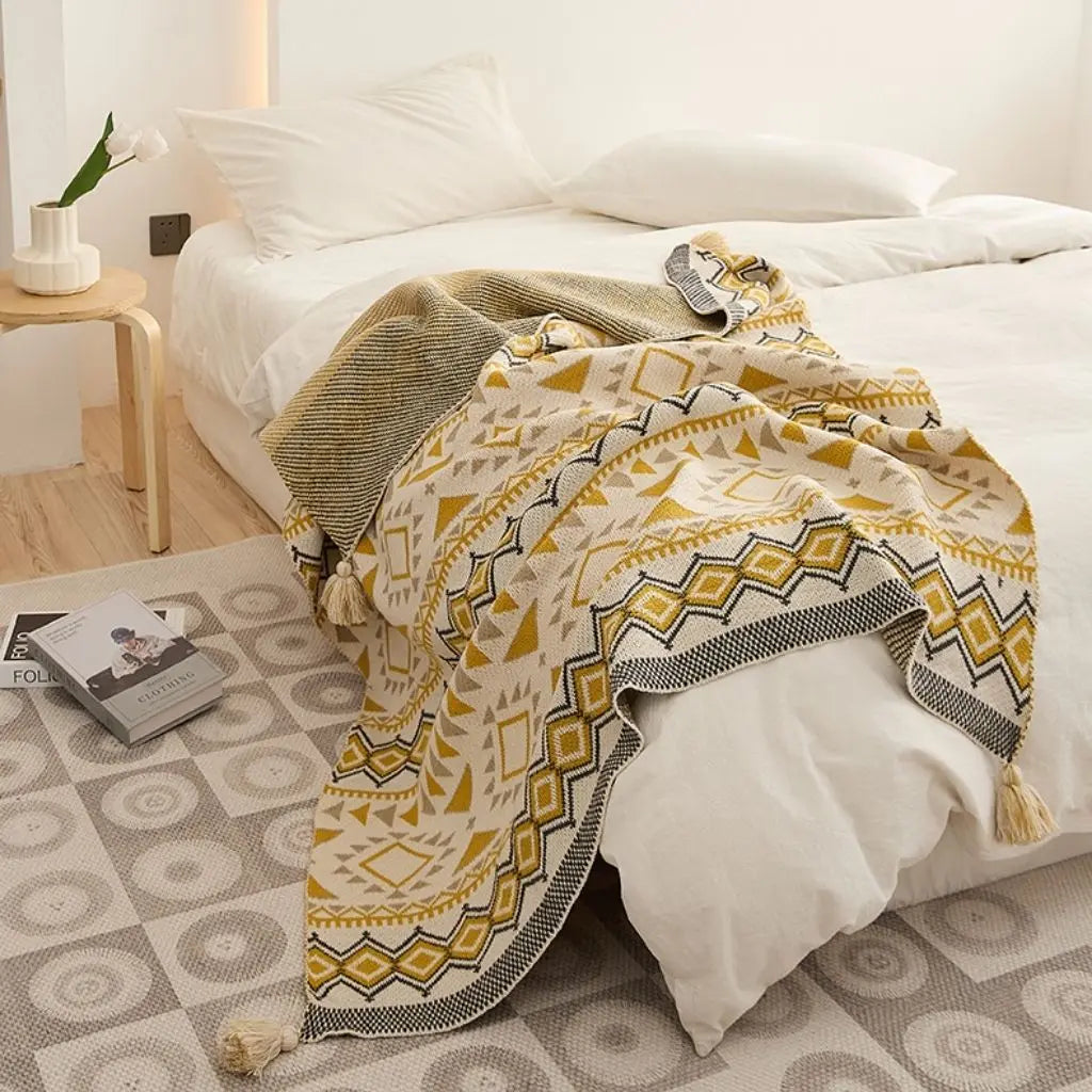 Elena Boho Tassel Throw Blanket