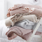 Mila Waffle Lace Soft Cotton Quilt Blanket