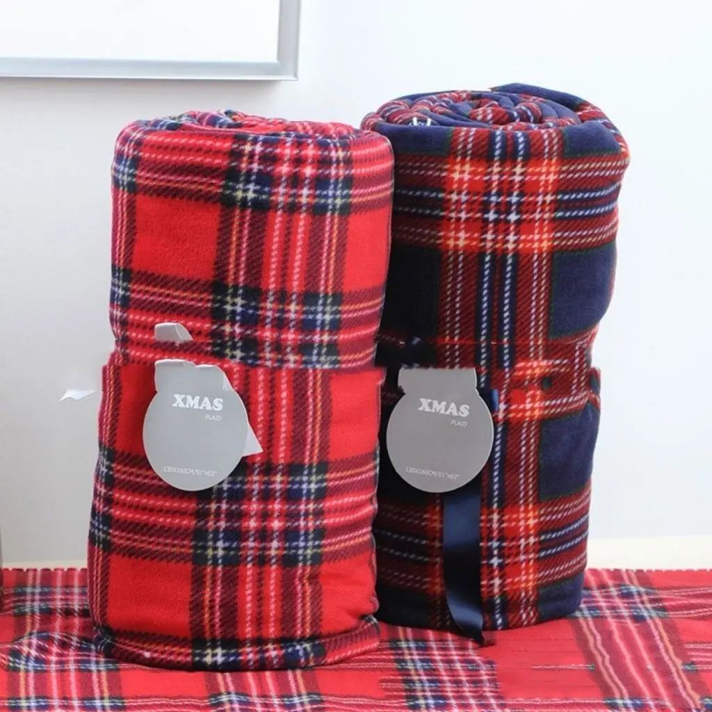 Nora Red Plaid Flannel Fleece Blanket
