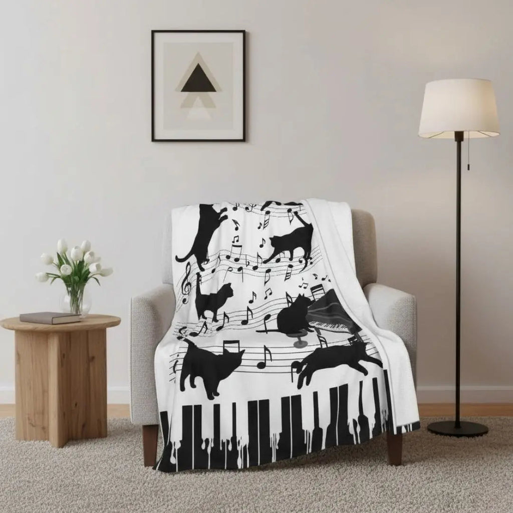 Milo Cat Piano Flannel Blanket