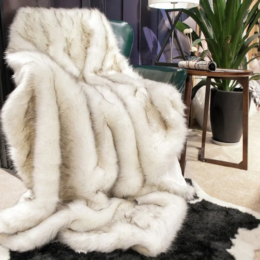 Ava Faux Leather Cashmere Throw Blanket