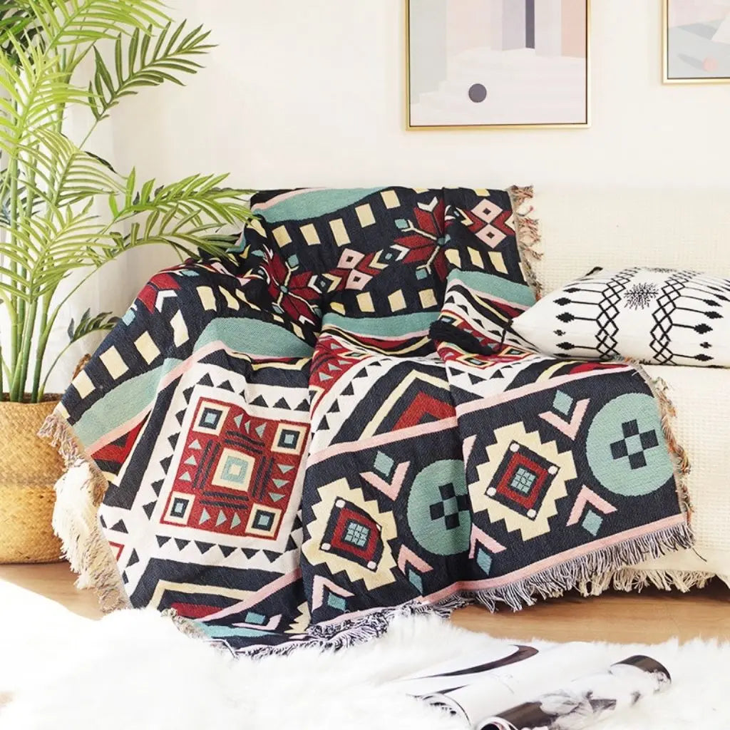 Zahara Boho Cotton Sofa Blanket