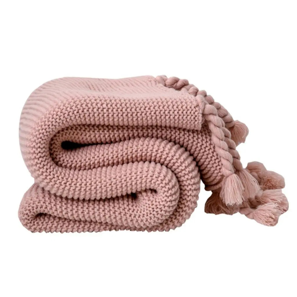 Chloe Twist Tassel Cotton Knit Blanket