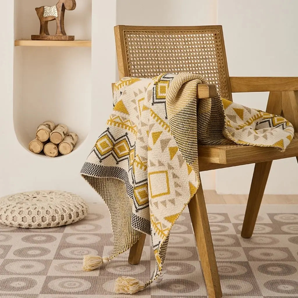 Elena Boho Tassel Throw Blanket