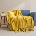 Jacquard Tassel Knit Sofa Throw Blanket