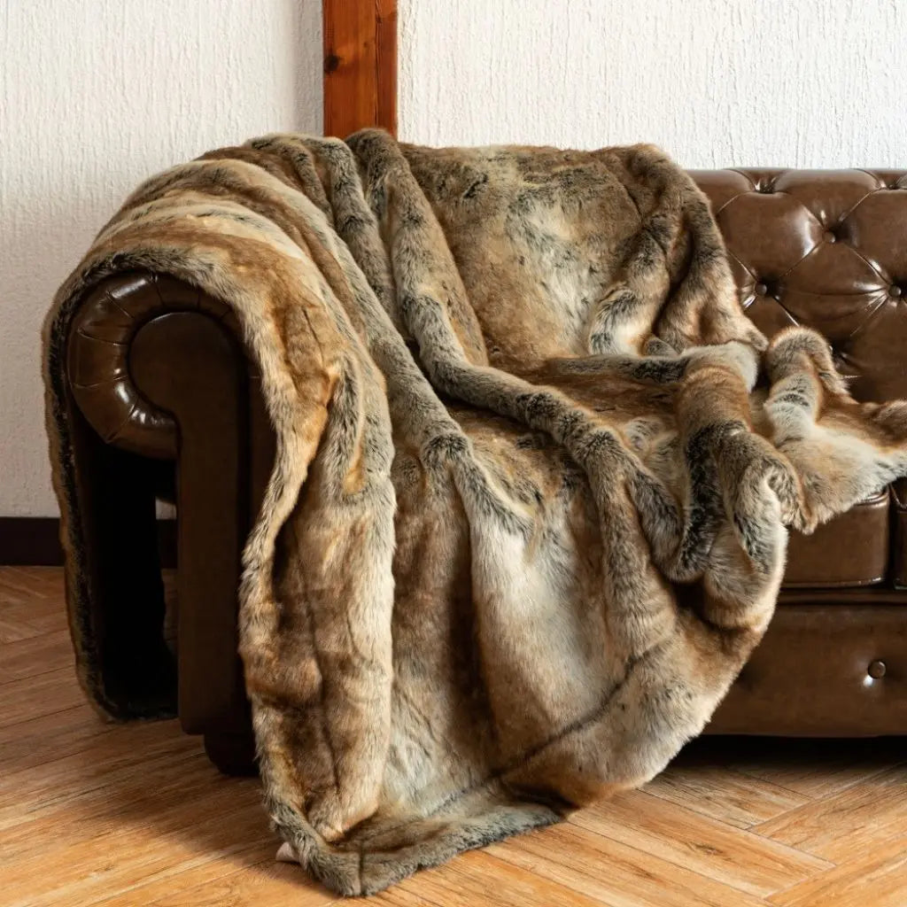 Ava Faux Leather Cashmere Throw Blanket