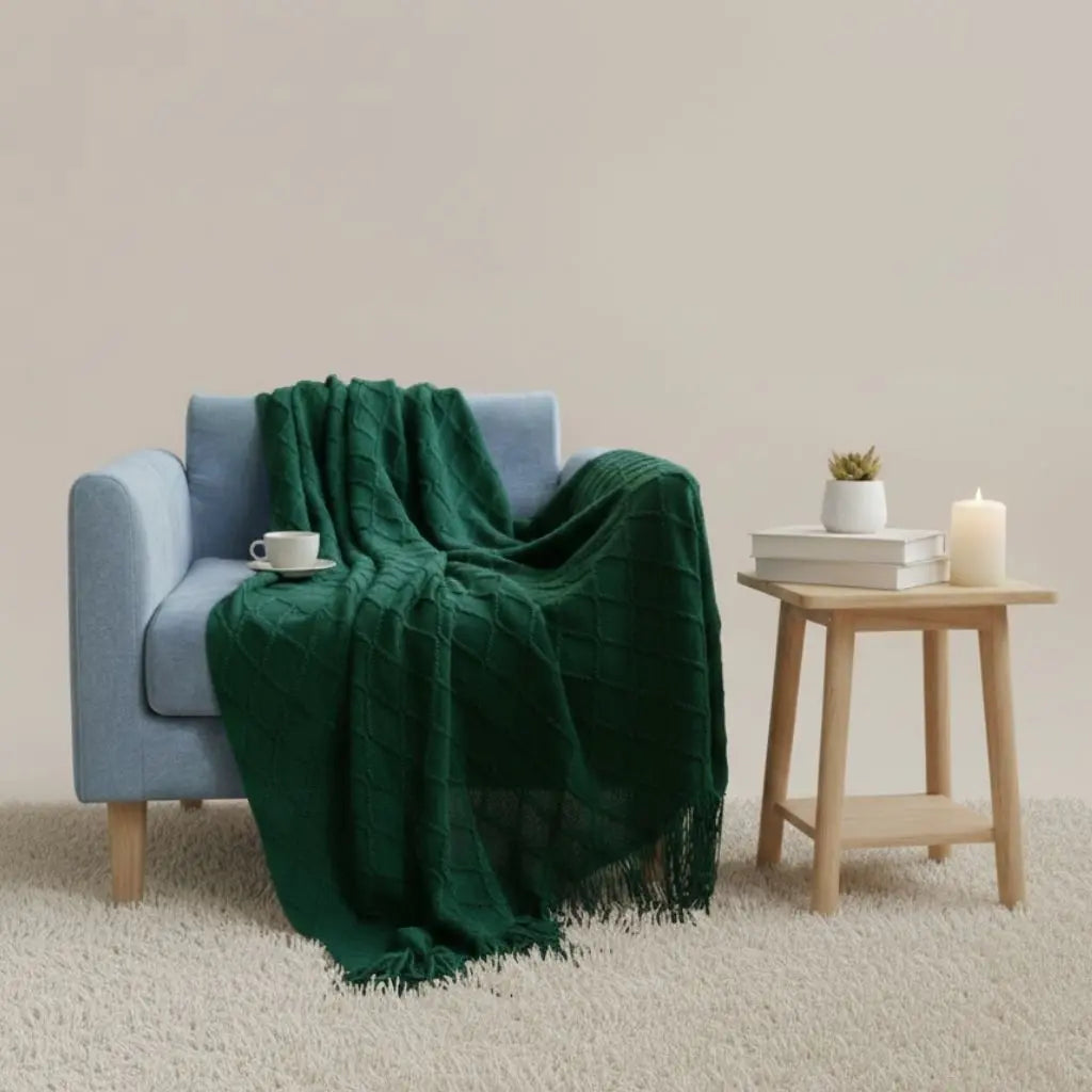 Elina Nordic Knit Tassel Cashmere Blanket