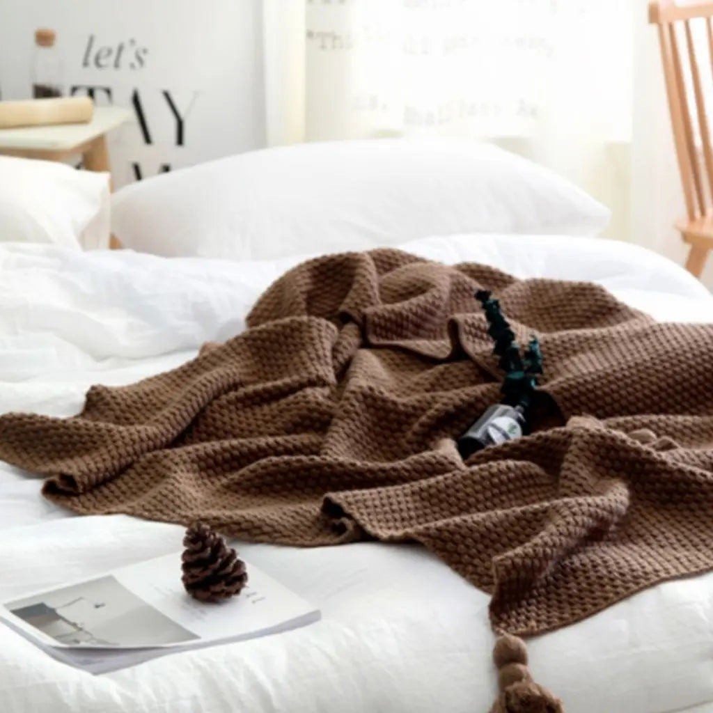 Clara Knit Tassel Lightweight Blanket