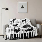 Milo Cat Piano Flannel Blanket
