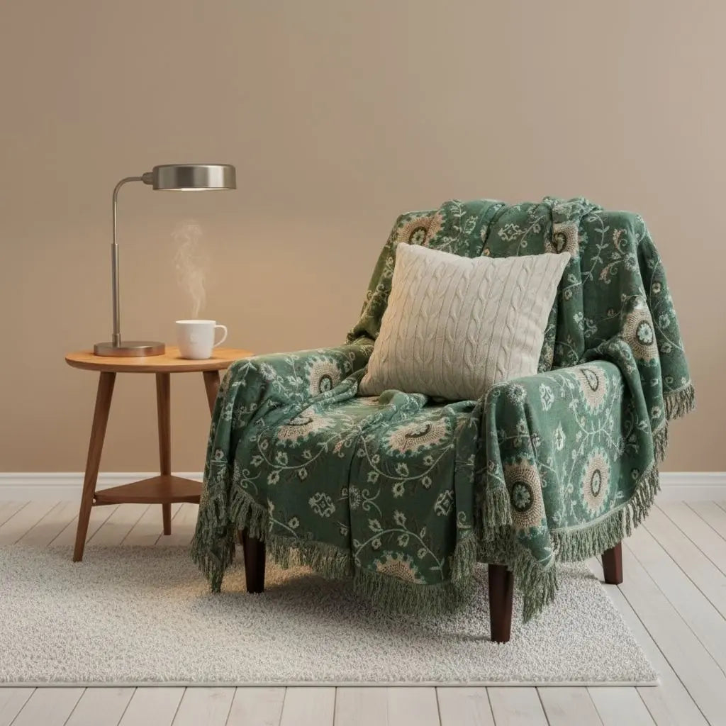 Marley Coastal Cotton Fringe Throw Blanket