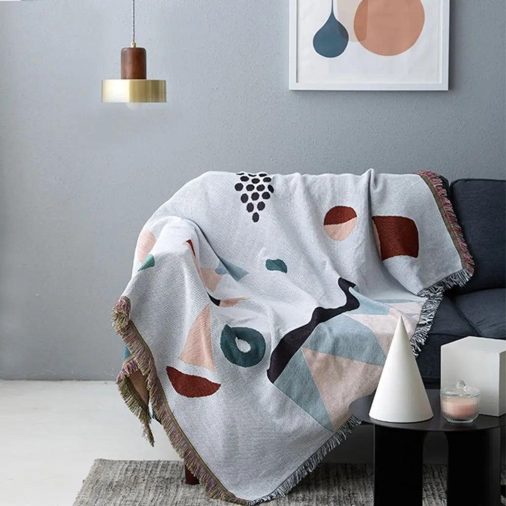 Nova Geometric Cotton Blend Sofa Blanket