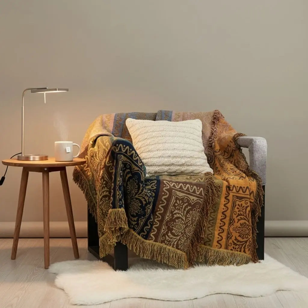 Marley Coastal Cotton Fringe Throw Blanket