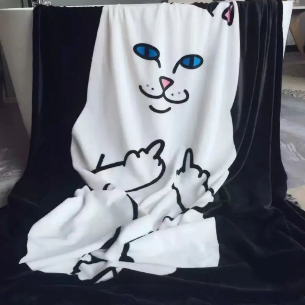 Graphic Cat Fleece Throw Blanket