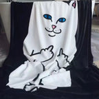 Graphic Cat Fleece Throw Blanket
